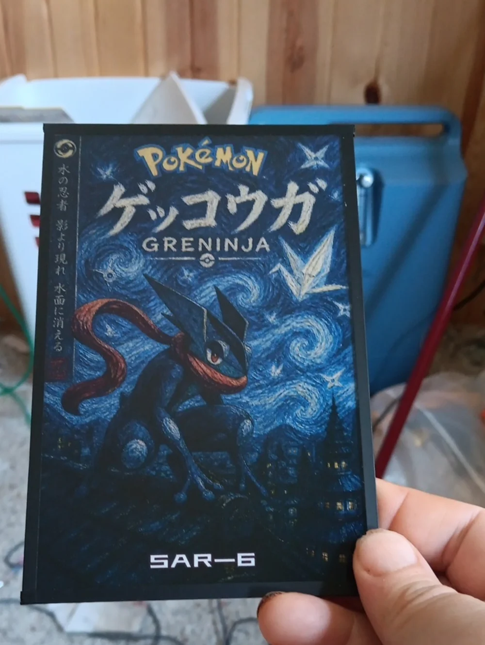 Pokemon Greninja Card Art Board – Blue, Red & Gold Accents